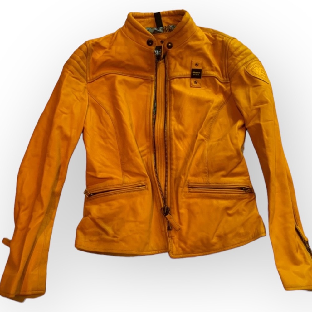 BAUER Yellow Leather Bomber Jacket